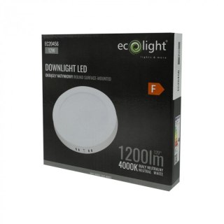 Panel LED 12W natynkowy Okrągły Neutralny 1200lm 4000K PLASTIKOWY