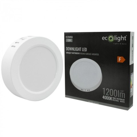 Panel LED 12W natynkowy Okrągły Neutralny 1200lm 4000K PLASTIKOWY