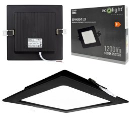 Panel LED 12W podtynkowy CZARNY Kwadratowy Neutralny 1200lm 4000K PLASTIKOWY