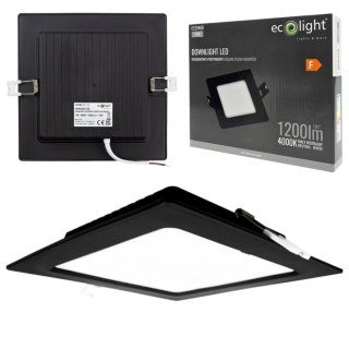 Panel LED 12W podtynkowy CZARNY Kwadratowy Neutralny 1200lm 4000K PLASTIKOWY