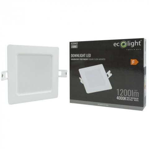 Panel LED 12W podtynkowy Kwadratowy Neutralny 1200lm 4000K PLASTIKOWY