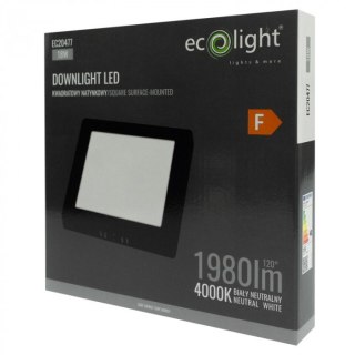 Panel LED 18W Natynkowy CZARNY Kwadratowy Neutralny 1980lm 4000K PLASTIKOWY