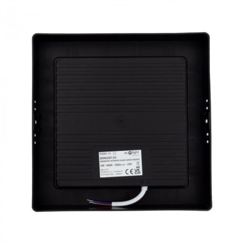 Panel LED 18W Natynkowy CZARNY Kwadratowy Neutralny 1980lm 4000K PLASTIKOWY