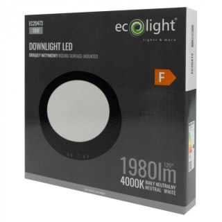 Panel LED 18W Natynkowy CZARNY Okrągły Neutralny 1980lm 4000K PLASTIKOWY