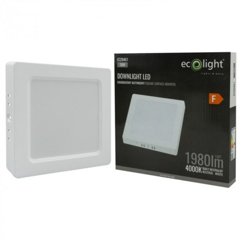 Panel LED 18W Natynkowy Kwadratowy Neutralny 1980lm 4000K PLASTIKOWY BIAŁY