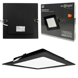 Panel LED 18W podtynkowy CZARNY Kwadratowy Neutralny 1980lm 4000K PLASTIKOWY