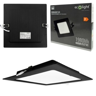 Panel LED 18W podtynkowy CZARNY Kwadratowy Neutralny 1980lm 4000K PLASTIKOWY