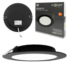 Panel LED 18W podtynkowy CZARNY Okrągły Neutralny 1980lm 4000K PLASTIKOWY