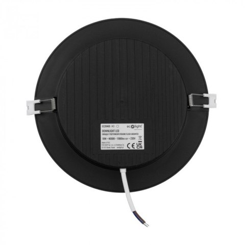 Panel LED 18W podtynkowy CZARNY Okrągły Neutralny 1980lm 4000K PLASTIKOWY