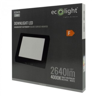 Panel LED 24W Natynkowy CZARNY Kwadratowy Neutralny 2640lm 4000K PLASTIKOWY