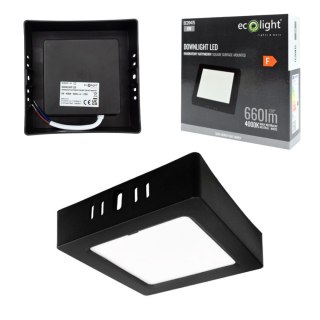 Panel LED 6W Natynkowy CZARNY Kwadratowy Neutralny 660lm 4000K PLASTIKOWY