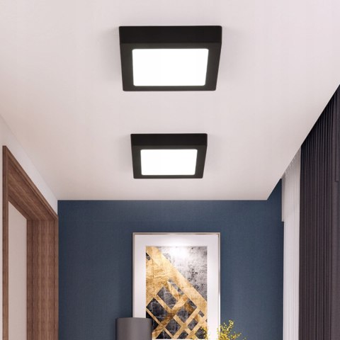 Panel LED 6W Natynkowy CZARNY Kwadratowy Neutralny 660lm 4000K PLASTIKOWY