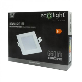 Panel LED 6W podtynkowy Kwadratowy Neutralny 660lm 4000K PLASTIKOWY IP20