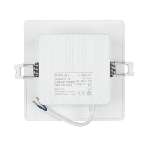 Panel LED 6W podtynkowy Kwadratowy Neutralny 660lm 4000K PLASTIKOWY IP20