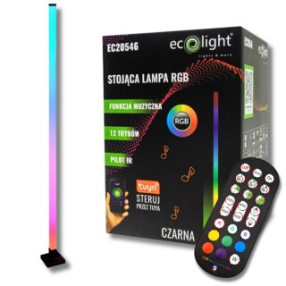 Stojąca Lampa podłogowa RGB muzyczna TUYA Czarna Pilot