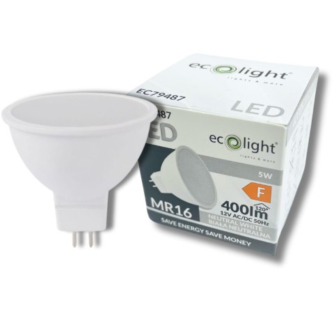 ŻARÓWKA LED MR16 5W 12V AC/DC 4000K 400lm NEUTRALNA