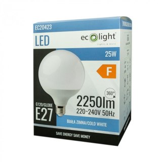 Żarówka E27 25W 6500K 2250lm ZIMNA Duża KULA