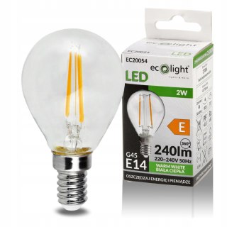 Żarówka LED Filament Kulka E14 2W 2700K Barwa Ciepła Ozdobna