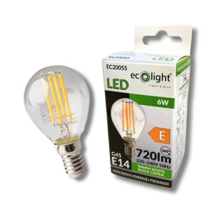 Żarówka LED Filament Kulka E14 6W 2700K Barwa Ciepła Ozdobna