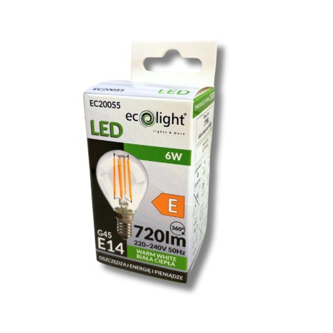 Żarówka LED Filament Kulka E14 6W 2700K Barwa Ciepła Ozdobna