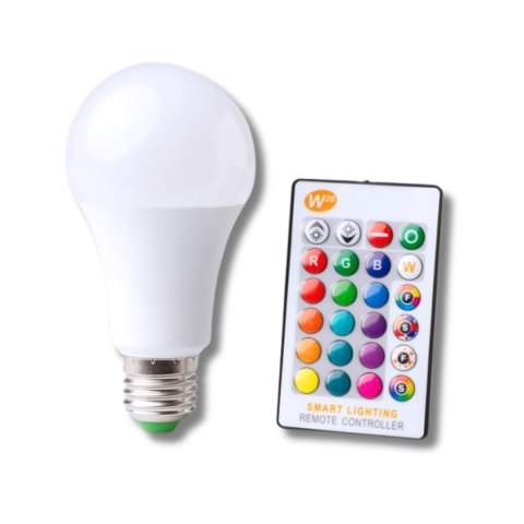 Żarówka LED RGBW z pilotem E27 8W 640lm Światło kolorowe i białe ciepłe