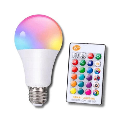 Żarówka LED RGBW z pilotem E27 8W 640lm Światło kolorowe i białe ciepłe