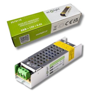 Zasilacz LED 12V 80W DC 6,6A Do Taśmy Montażowy Modułowy Przemysłowy IP20