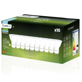 Zestaw 10x Żarówka LED GU10 6W = 50W 580lm 6500K Zimna 120°