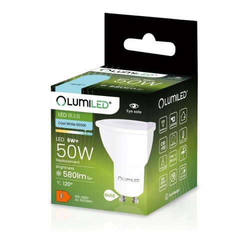 Zestaw 10x Żarówka LED GU10 6W = 50W 580lm 6500K Zimna 120° Zestaw 10x Żarówka LED GU10 6W = 50W 580lm 6500K Zimna 120°