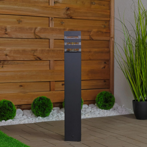 Lampa Ogrodowa Słupek Zewnętrzny Stojący E27 LED Czarny Kwadratowy 50cm