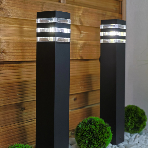 Lampa Ogrodowa Słupek Zewnętrzny Stojący E27 LED Czarny Kwadratowy 50cm