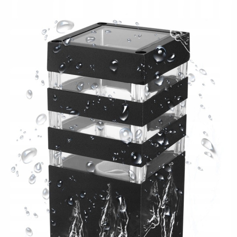 Lampa Ogrodowa Słupek Zewnętrzny Stojący E27 LED Czarny Kwadratowy 50cm