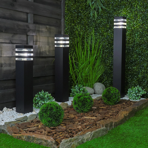 Lampa Ogrodowa Słupek Zewnętrzny Stojący E27 LED Czarny Kwadratowy 50cm
