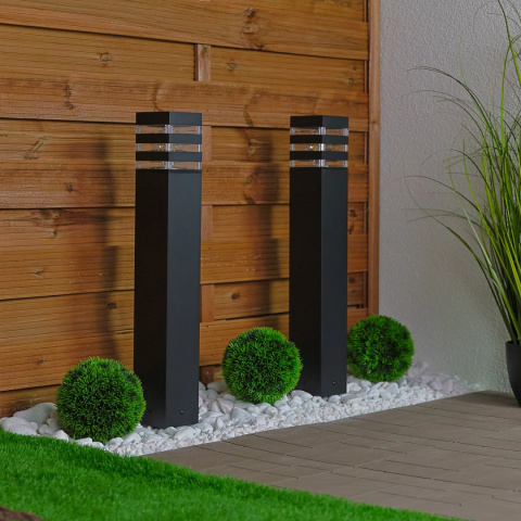 Lampa Ogrodowa Słupek Zewnętrzny Stojący E27 LED Czarny Kwadratowy 50cm