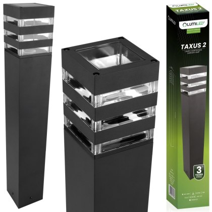 Lampa Ogrodowa Słupek Zewnętrzny Stojący E27 LED Czarny Kwadratowy 60cm TAXUS 2