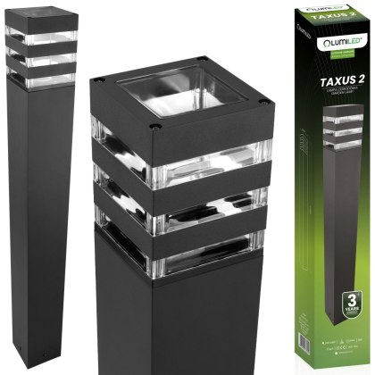 Lampa Ogrodowa Słupek Zewnętrzny Stojący E27 LED Czarny Kwadratowy 80cm TAXUS 2