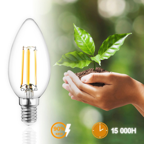 Żarówka LED E14 B35 4W = 40W 470lm 4000K Neutralna 360° Filament