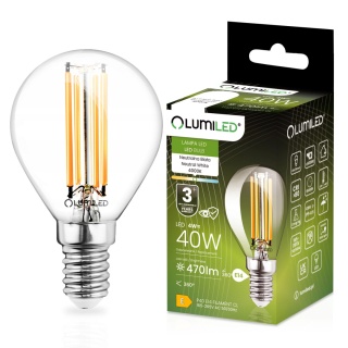 Żarówka LED E14 Kulka P45 4W = 40W 470lm 4000K Neutralna 360° FILAMENT