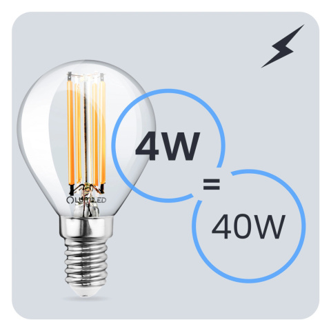 Żarówka LED E14 Kulka P45 4W = 40W 470lm 4000K Neutralna 360° FILAMENT
