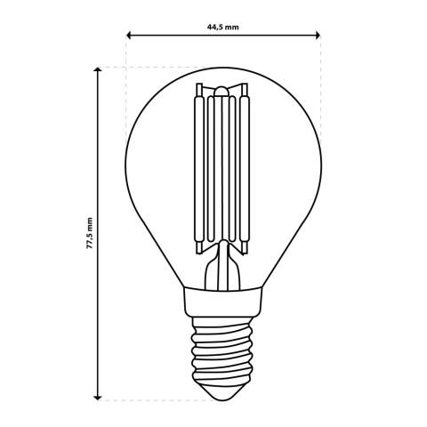 Żarówka LED E14 Kulka P45 4W = 40W 470lm 4000K Neutralna 360° FILAMENT