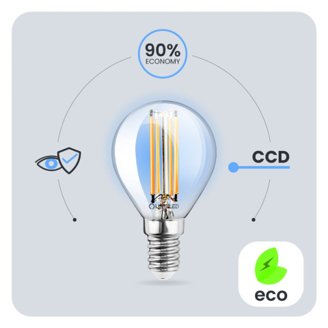 Żarówka LED E14 Kulka P45 4W = 40W 470lm 4000K Neutralna 360° FILAMENT
