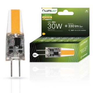 Żarówka LED G4 3W = 30W 330lm 3000K 12V COB 360° Filament Energooszczędna