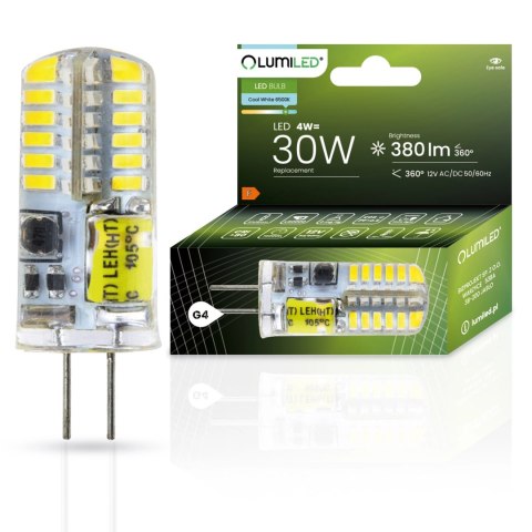Żarówka LED G4 Kapsułka 4W = 30W 380lm 6500K Zimna 360° 12V Energooszczędna
