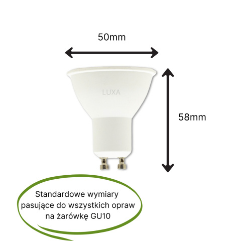 Żarówka LED GU10 5W 400lm Barwa Ciepła 3000K 110°
