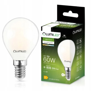 Żarówka LED P45 E14 7W = 60W 770lm 4000K Neutralna 360° Filament Mleczna