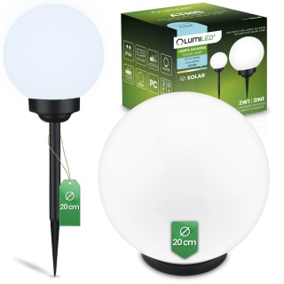 Kula Lampa Solarna Ogrodowa LED Wbijana Biała IP44 6500 20cm