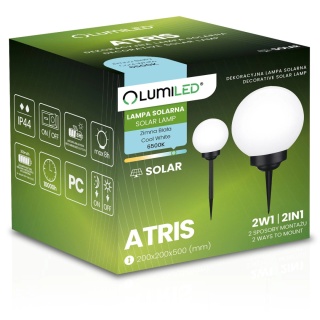 Kula Lampa Solarna Ogrodowa LED Wbijana Biała IP44 6500 20cm