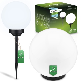 Kula Lampa Solarna Ogrodowa LED Wbijana Biała IP44 6500 25cm