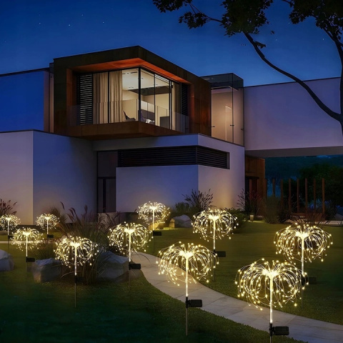 Lampa Ogrodowa LED Solarna Wbijana Dmuchawiec Drzewko Solarne Fajerwerki