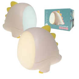 Lampka nocna LED w kształcie różowego dinozaura na białym tle